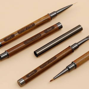 Cọ vẽ móng tay kiểu Pháp, cán gỗ đàn hương, đầu tròn, đầu dẹt, trị liệu ánh sáng, logo tùy chỉnh, dụng cụ làm móng nghệ thuật - Product Image 3