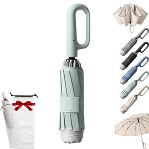 Durable Premium Grip Automatic Folding Rain Umbrella Parasol Reverse Promotional Windproof Pongee 3 Fold Umbrella for Rain