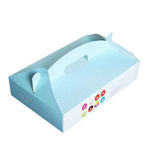 定制印刷面包店甜甜圈带走纸盒，甜甜圈包装盒带手柄食品蛋糕包装刚性盒LX <span class=keywords><strong>100</strong></span>件 - Product Image 4