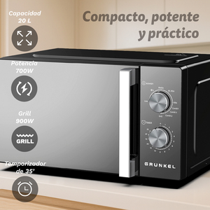 Four à micro-ondes Grunkel 20L avec fonction grill, puissance 800W - Product Image 1