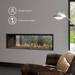 PANSEE Caminetto <span class=keywords><strong>a</strong></span> <span class=keywords><strong>Gas</strong></span> Moderno in Acciaio con Vetro su Due Lati e <span class=keywords><strong>Design</strong></span> <span class=keywords><strong>a</strong></span> Sifone, con Telecomando, per Villa e Appartamento, Fiamma Reale per Interni - Product Image 2