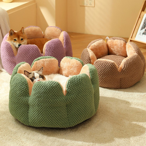 Niche de nid de chat personnalisé Super doux en forme de fleur chaud hiver confortable et lavable coussin de chat maison pour petit chien tapis de chat - Product Image 1