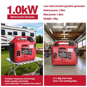Портативный 1 кВт 1,2 кВт Бесшумная рамка бензиновый Цифровой инвертор генераторы 4-тактный Универсальный цифровой инвертор бензиновый генератор - Product Image 3