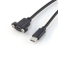 Kabel Ekstensi USB3.1 Tipe-C Male ke Female dengan Jaket PVC dan Lubang Sekrup untuk Pemasangan Panel Komputer