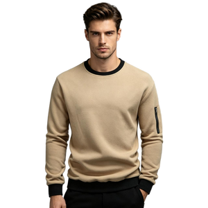 Nuova Felpa da Uomo in Spugna con Collo a Girocollo, Giacca Tattica Giovanile, Design Vintage Casual con Zip sul Polsino, ODM per Primavera e Autunno - Product Image 1