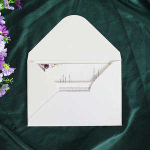 Invitation de <span class=keywords><strong>mariage</strong></span> française personnalisée en papier scintillant avec motif floral violet, carte RSVP et enveloppe - Product Image 2