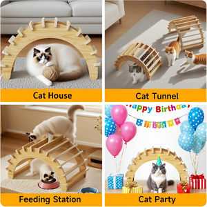 Cueva de Madera Natural para Gatos de Interior - Elegante Casa para Gatos de Madera Maciza, Fácil de Limpiar y Resistente a los Arañazos, Ideal para Gatos Pequeños/Medianos - Product Image 4