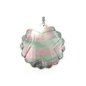 factory price sale loose natural sea shell gemstone charms engraved MOP mother of pearl flower shape pendant jewelry earrings