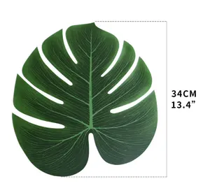 13inches Amazon Hot Sale Wholesaler Artificial Leaf Monstera Palm Leaves Hawaii Party Decoration Supplier