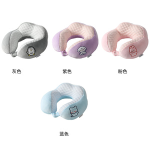 Almohada cervical en forma de U con diseño de animal de dibujos animados, para viajes, oficina, siesta, soporte cervical, 28x26x14cm, color gris estelar - Product Image 2
