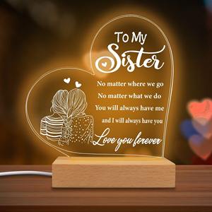 Lámpara Nocturna LED 3D Única con Diseño de Hermana, Regalo Perfecto para Cumpleaños, Navidad, Día de la Madre, Pascua, Halloween - Product Image 1