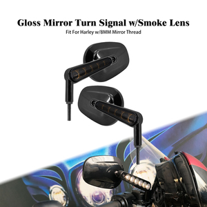 Rétroviseurs universels pour moto et vélo, clignotants, feux de circulation, filetage 8 mm, 2 pièces, noir chromé, pour Harley XL Dyna, pour Yamaha - Product Image 5