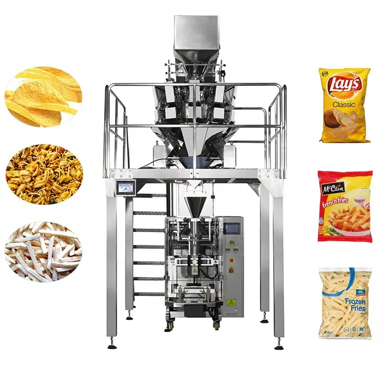 Tartı ölçekler ambalaj ekipmanları, gıda üretim hattı için 5kg dondurulmuş patates kızartması paketleme makinesi