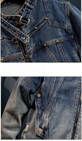 Veste en jean délavé pour homme, coupe ample, style vintage, col montant, décontractée, personnalisable OEM, vente en gros