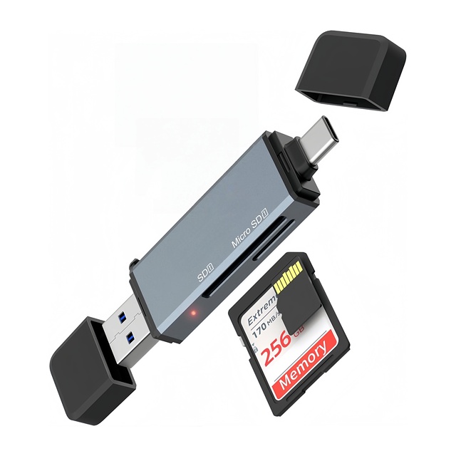 USB C Smart Adapter for TF Compatible with Type-C Interface Supports SD and TF Cards Durable Aluminium Material