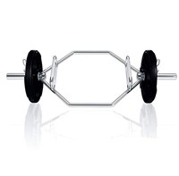 Barre de piège à haltères en acier chromé de 20kg avec poignées surélevées pour haussement d'épaules et de levage de terre accroupi