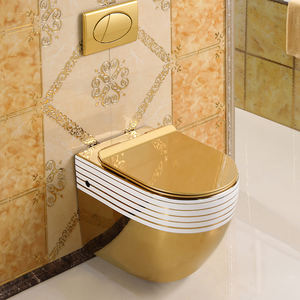Vente chaude Toilette murale en céramique dorée plaquée or pour hôtel - Product Image 1