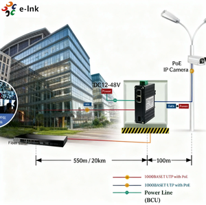 Convertidor de Medios Industrial Mini E-link de 2 Puertos Gigabit PoE+ con Ranura SFP de 30W, Carcasa de Aluminio para Entornos Hostiles, Fibra Óptica de <span class=keywords><strong>Red</strong></span> - Product Image 5