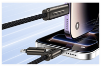 Câble de charge multi-usage tressé 4-en-1 240W USB C vers Type C, chargeur rapide compatible avec téléphone, ordinateur portable, Android, répartiteur 2-en-2