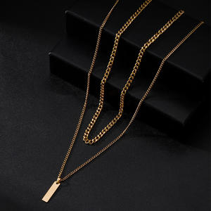 2 шт./комплект, мужское длинное геометрическое ожерелье из нержавеющей стали - Product Image 5