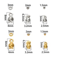 Lot de 100 connecteurs à sertir en acier inoxydable, finition perle, plaqué or 18 carats et argent, pour la fabrication de bijoux, 3 tailles