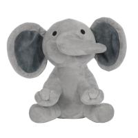 Peluche Éléphant Gris Assis, Grand Modèle avec Oreilles Contrastantes, Jouet Doux pour Bébé, Poupée en Peluche Confortable