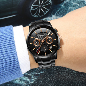 Montre à quartz pour homme CRRJU 2212 classique, fabriquée en Chine, bracelet en acier inoxydable, chronographe <span class=keywords><strong>24</strong></span> <span class=keywords><strong>heures</strong></span>, étanche, montre-bracelet pour affaires - Product Image 6