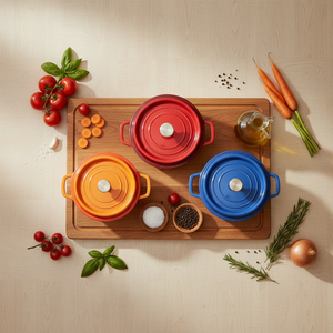 Marmite en <span class=keywords><strong>fonte</strong></span> <span class=keywords><strong>émaillée</strong></span> antiadhésive, grande capacité, multi-tailles, avec couvercle et doubles poignées, pour cuisine domestique - Product Image 2