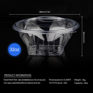 Online Wholesale for Brand Model XF-0174 Logo Customized 32oz Food Grade PET <b>Plastic</b> Salad Bowl Clamshell <b>Box</b> for Takeout Use - Product Image 2