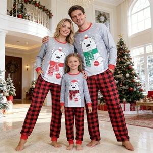 Conjunto de pijamas navideños a juego para la familia con estampado de oso <span class=keywords><strong>polar</strong></span> y cuadros de búfalo, camiseta de manga larga y pantalones para Nochebuena - Product Image 4