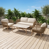 Langlebige Aluminium-Gartenmöbel: Sitzgruppe mit Sessel und Sofas für Terrasse, Balkon und Garten – ideal für gesellige Stunden