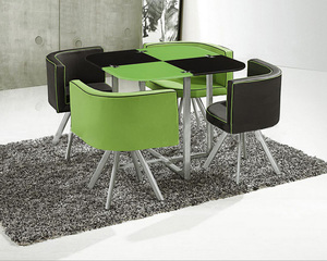 Gain de place En Verre Trempé Table À Manger Ensemble avec 4 Places Restaurant Café - Product Image 2