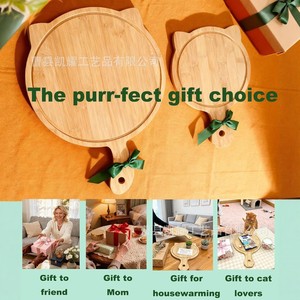 Planche à découper en bambou en forme de chat mignon, petite et grande taille, pour servir des aliments, des fruits et des collations, avec poignée - Product Image 2