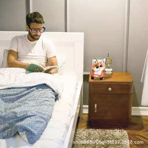 Wooden Cartoon Phone Holder <b>Desk</b> Rotatable Base <b>Retro</b> Color Cute Puppy Design Solid Wood Mobile Stand - Product Image 4