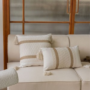 Luxueux nouveau coton lin Style bohème brodé jeter taie d'oreiller motif rayé lavable fermeture à glissière 400TC fil - Product Image 3