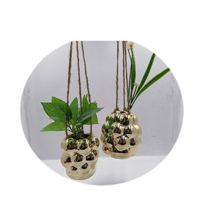 <span class=keywords><strong>Vase</strong></span> à fleurs en forme de fruit créatif à suspendre <span class=keywords><strong>au</strong></span> <span class=keywords><strong>mur</strong></span> <span class=keywords><strong>Vase</strong></span> à fleurs en céramique de raisin doré décor intérieur - Product Image 1