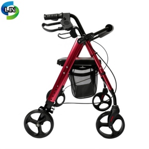 Foldable Rollator <b>Walker</b> with Seat Lightweight Mobility Aid Durable Aluminum <b>Frame</b> Storage Pocket for Elderly - Product Image 1