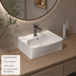 Minimalist Design Easy Install Hotel Apartment Logo Customized Ceramic Countertop Basin - Product Image 2