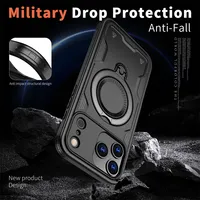 Coques de téléphone antichoc en silicone magnétique pour 17/16/15/14/13/12/11 Pro Max Plus avec support anneau