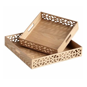 Bandeja de madera con estampado de flores rústicas modernas, Plato decorativo único para desayuno, boda/Fiesta, bandeja de servicio al por mayor competitiva - Product Image 3