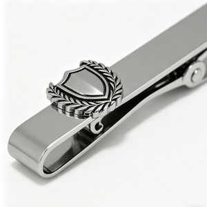 Clips de Corbata Personalizados de Aleación Plateada Pulida, Regalo Formal para Hombres, para Bodas y Negocios, Barra y Pin para Corbata - Product Image 2
