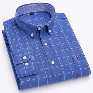 <span class=keywords><strong>Camicia</strong></span> da <span class=keywords><strong>Uomo</strong></span> Casual a Maniche Lunghe Oxford a Righe e Quadri 100% Cotone Monopetto Giovanile Ricamata in <span class=keywords><strong>Raso</strong></span> Taglie Forti per la Primavera - Product Image 6