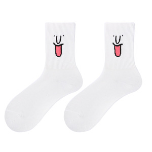 Usine Offres Spéciales robe unisexe drôle Expression de couleur mignon élégant imprimé émoticône visage heureux amusant chaussettes folles - Product Image 5