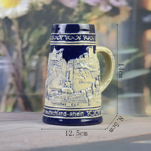 Jarra de Cerveza de Cerámica con Relieve 3D del Río Rin y Paisaje Urbano, Alemania, Rudesheim, Colonia - Product Image 6
