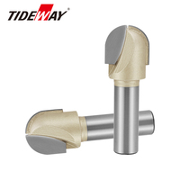 Fraise à rainurer pour le travail du bois TIDEWAY en carbure de tungstène revêtu d'étain, pour fraisage frontal CNC, à fond rond profond et courbe, 12mm HRC93