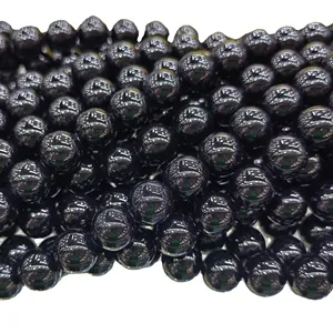 10 حبات من الأحجار الكريمة فضفاضة من العقيق الأسود بالجملة من الشركة المصنعة