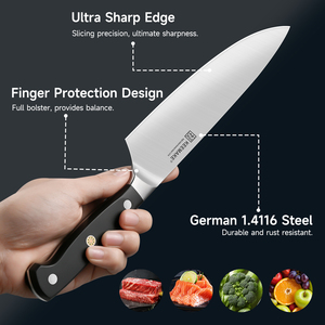 Coltello da Chef KEEMAKE in Acciaio Tedesco ad Alto Contenuto di Carbonio 1.4116, Ultra Affilato, Coltello da Cucina Giapponese con Manico in ABS, Confezione Regalo - Product Image 4