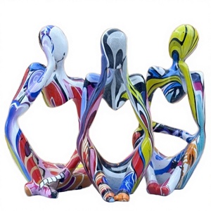 Venta al por mayor: Nuevo set de 3 piezas de estatuas de resina inspiradas en Rodin el Pensador, pintadas a mano, duraderas, OEM/ODM, de gran forma irregular para el hogar. - Product Image 4