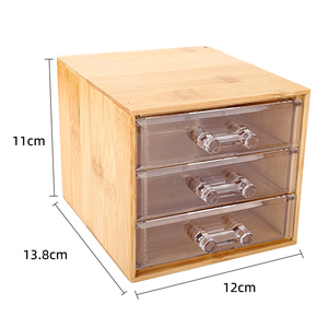 <span class=keywords><strong>Organisateur</strong></span> <span class=keywords><strong>de</strong></span> maquillage en bambou durable avec tiroirs, boîte <span class=keywords><strong>de</strong></span> rangement cosmétique transparente à 3 tiroirs, boîte à bijoux empilable, boîte <span class=keywords><strong>de</strong></span> présentation pour la vanité - Product Image 2