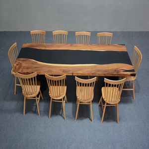 Mesa de comedor moderna, <span class=keywords><strong>resina</strong></span> epoxi negra, nueces de Río, <span class=keywords><strong>encimera</strong></span> de madera - Product Image 2